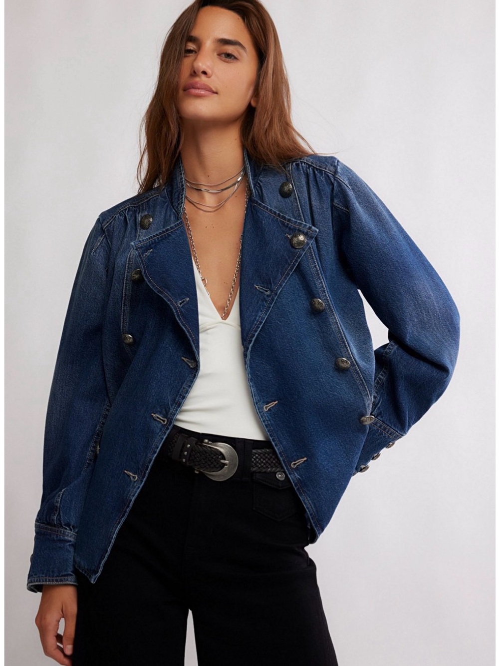 We the free people Imogene Denim Officer Jacket large